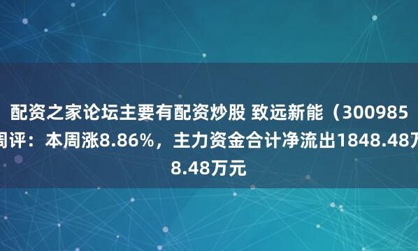 配资之家论坛主要有配资炒股 致远新能（300985）周评：本周涨8.86%，主力资金合计净流出1848.48万元