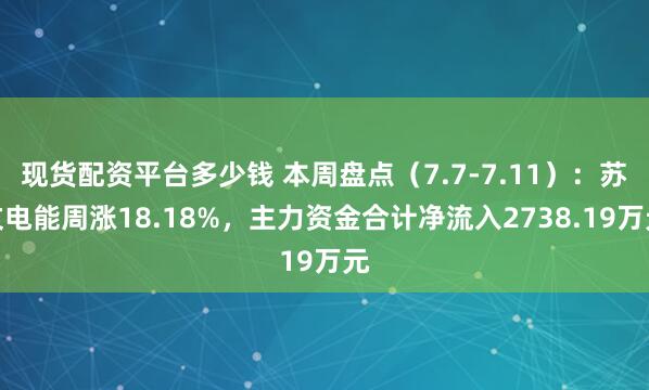 现货配资平台多少钱 本周盘点（7.7-7.11）：苏文电能周涨18.18%，主力资金合计净流入2738.19万元